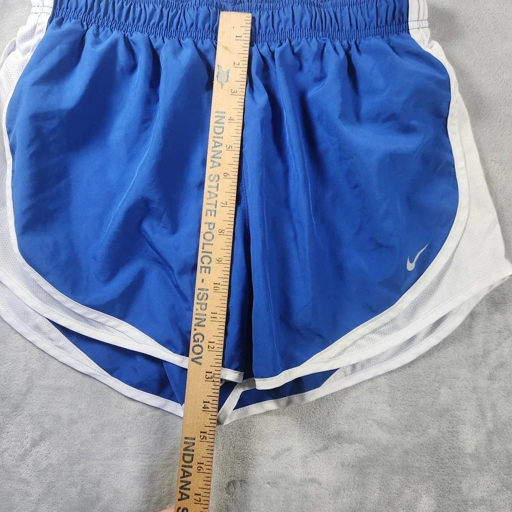 Nike Dri Fit Tempo Shorts Womens L‎ Running Athletic Blue White Activewear
